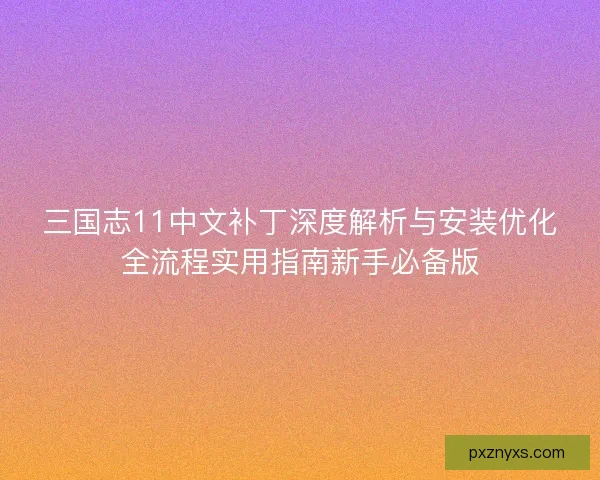三国志11中文补丁深度解析与安装优化全流程实用指南新手必备版